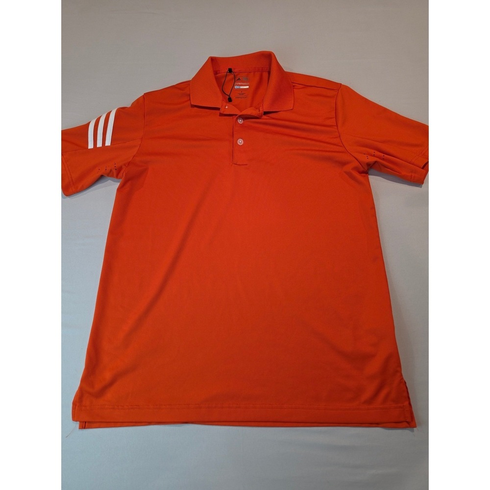 Adidas Golf Puremotion Coolmax Polo Shirt Mens Small Orange 3Stripe Short Sleeve